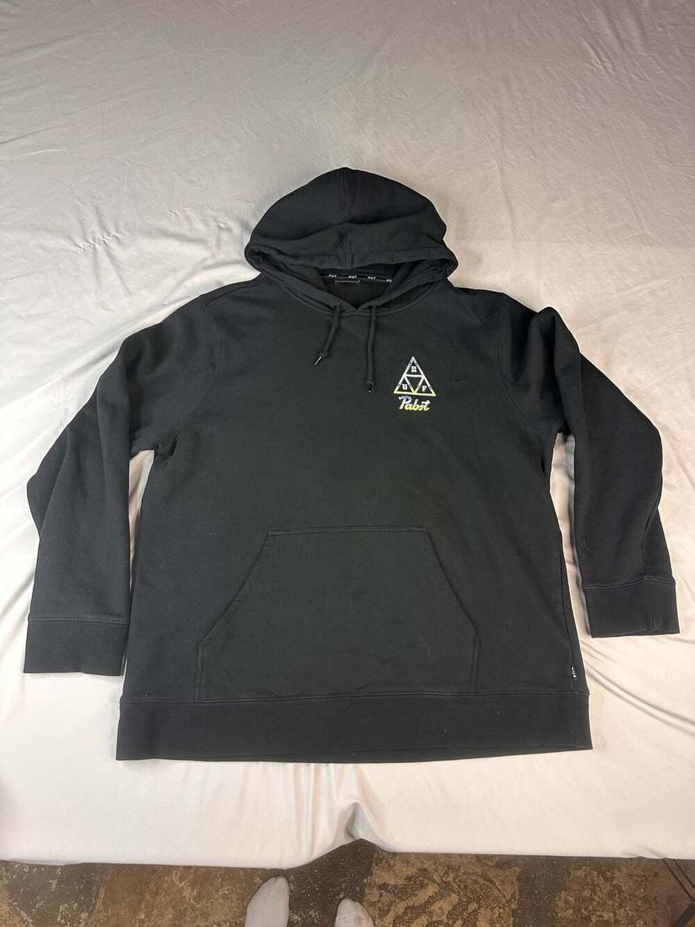 HUF x Pabst Blue Ribbon Triple Triangle Hoodie Size XXL Black